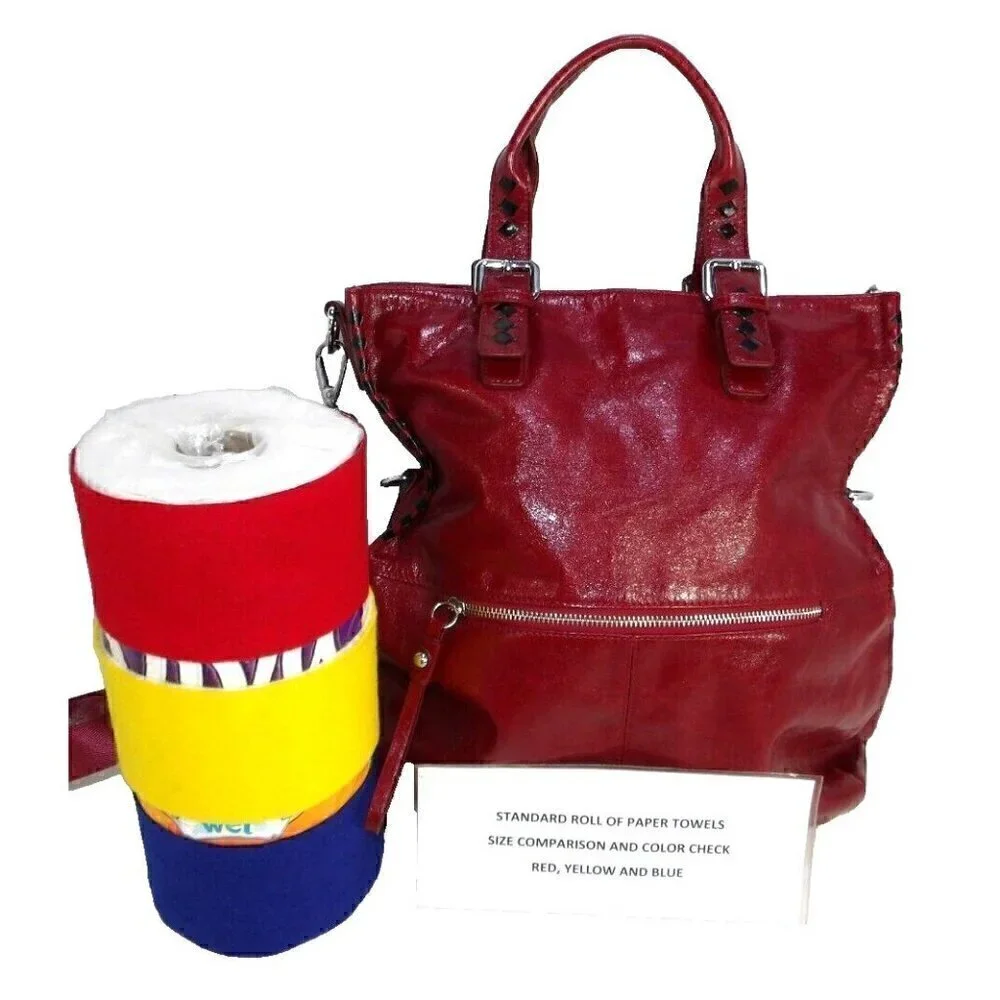 VICENZO red leather tote, shoulder bag, handbag, purse